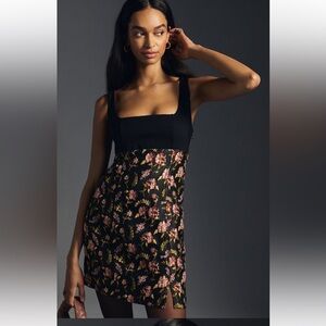 Anthropologie Maeve Square Neck Brocade Mini Dress